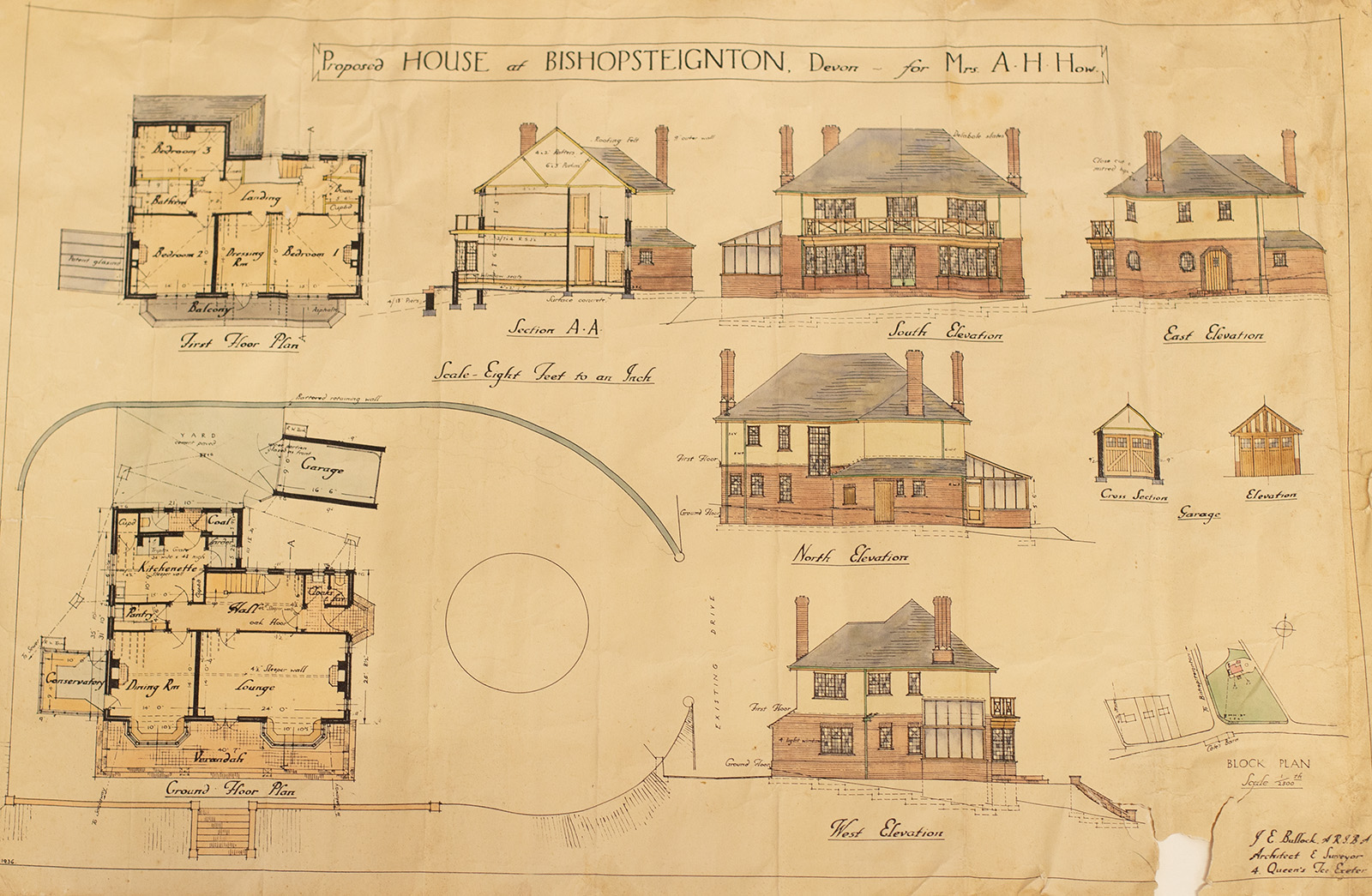 Drawing of House Plans for a Mrs A H How