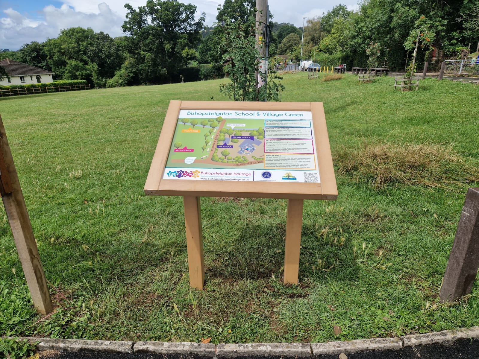 An information board at the village green in Bishopsteignton