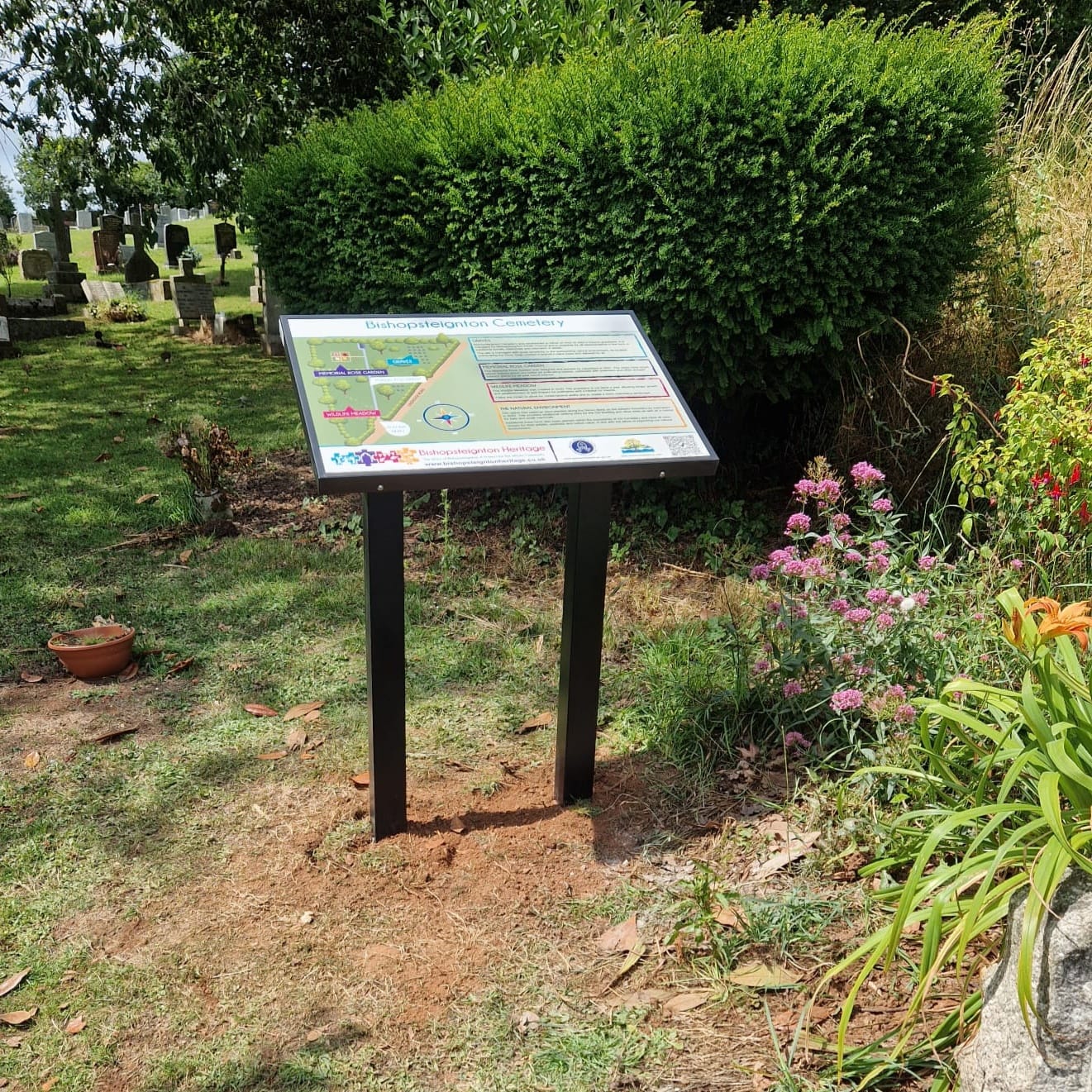 a notice board outside at the cemetery in Bishopsteignton