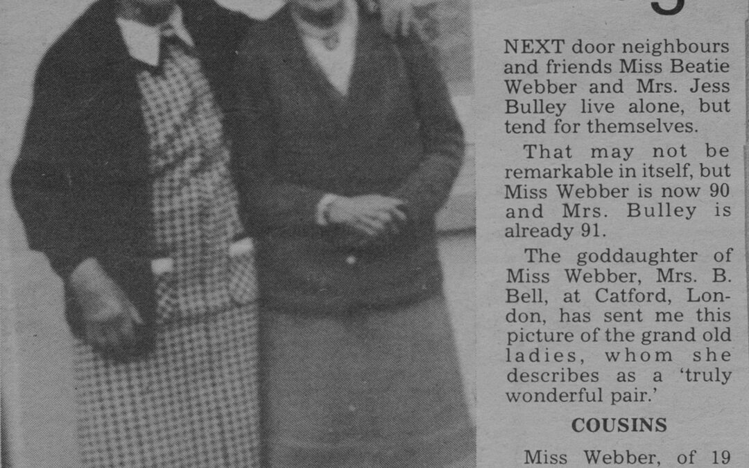 Tea, cake and memories with Mrs Bulley and Miss Webber – March 1979.