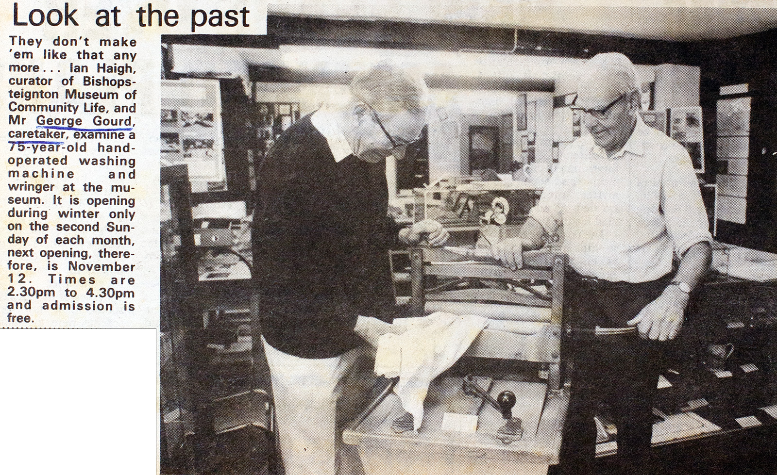 Newspaper Cutting of Bishopsteignton Museum