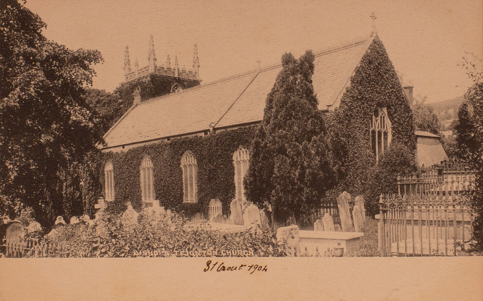 Postcard of St John's Church, Bishopsteignton 1904