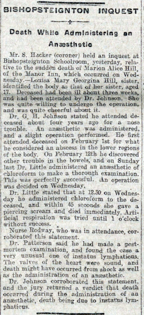 Newspaper Cutting of Marian Alice Hill of The Manor Inn