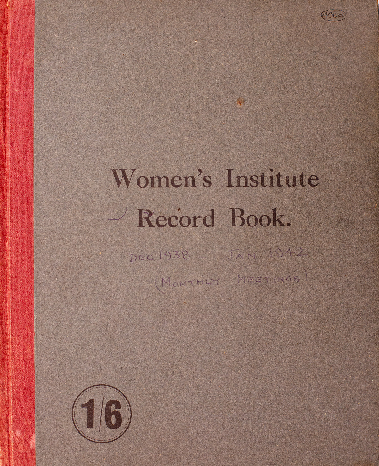 Bishopsteignton Women's Institute Record Book 1938-1942 front cover
