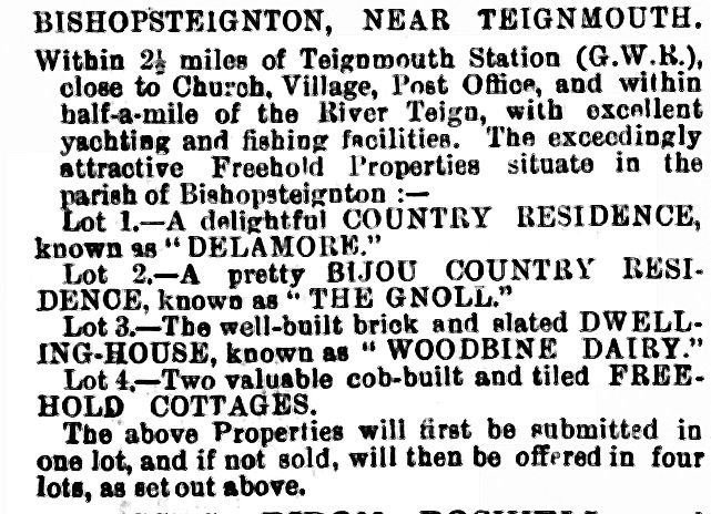 Newspaper Clip East South Devon Advertiser 16 July 1904 Delamore Gnoll Woodbine