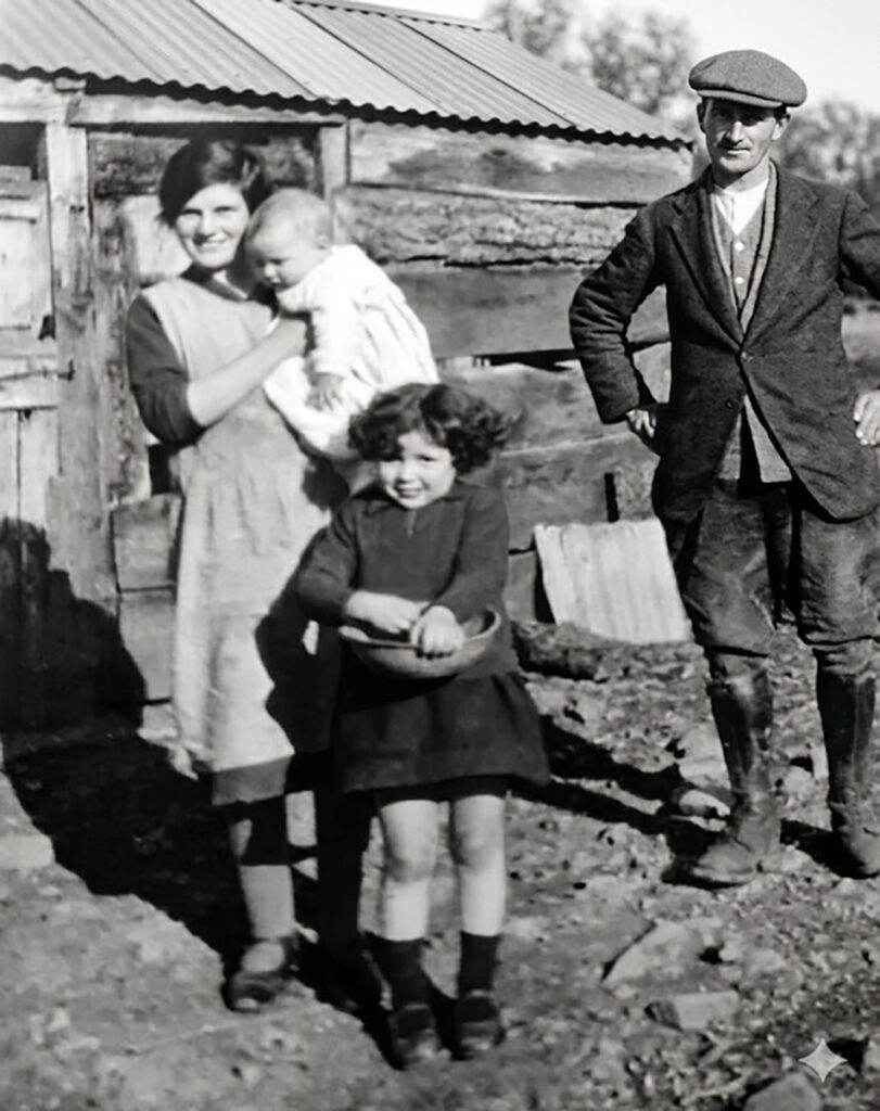 Elizabeth Cornish (1900-1992) daughter of John E Cornish (1876-1941) with her husband William Hallet, daughter Brenda and son Trevor.