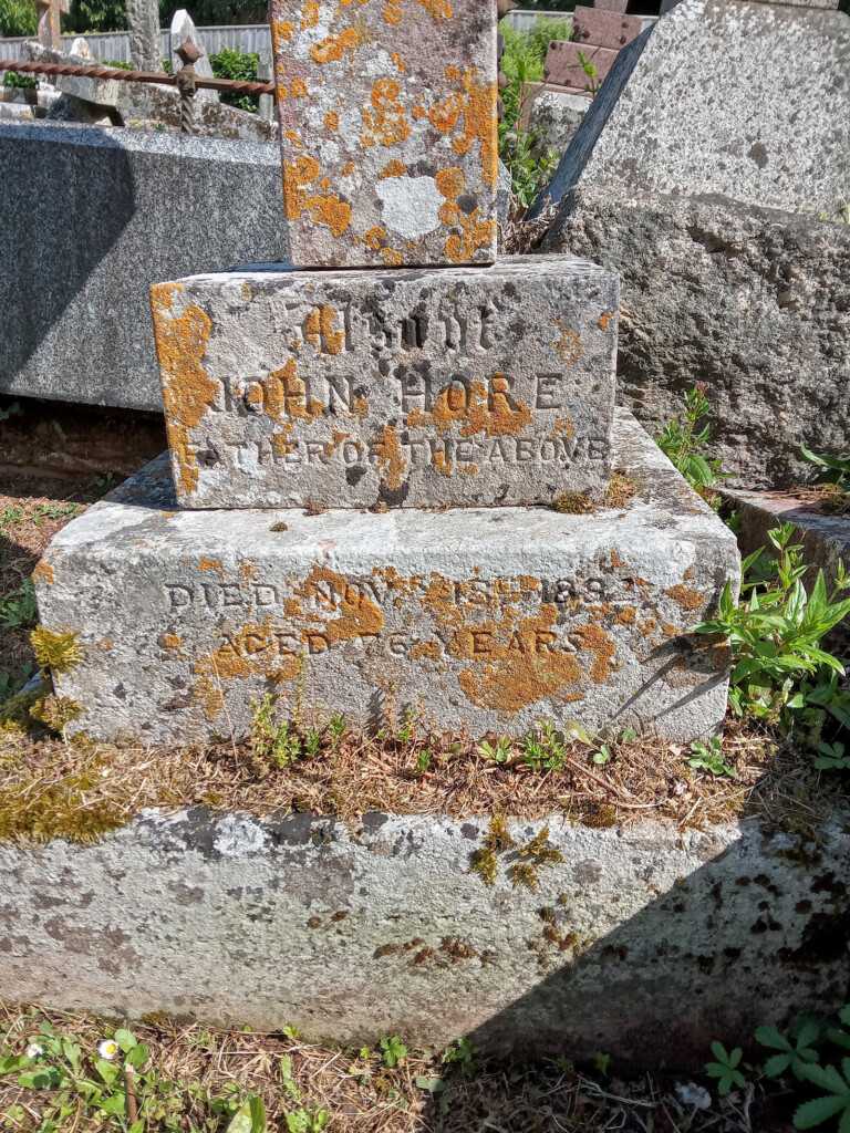 Photograph of the Gravestone of John Hore (b1806 d 1882)