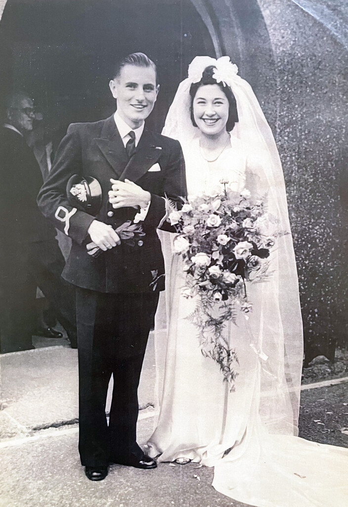 Photograph of Mary and Richard Leanoard Overill (Dick) Wedding 1945