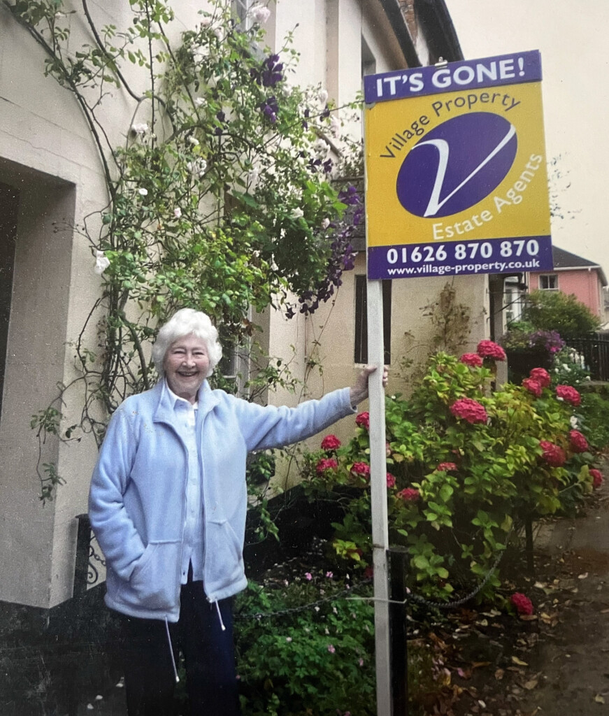 Photograph of Mary Overill (nèe Bovey) on Fore Street 2009