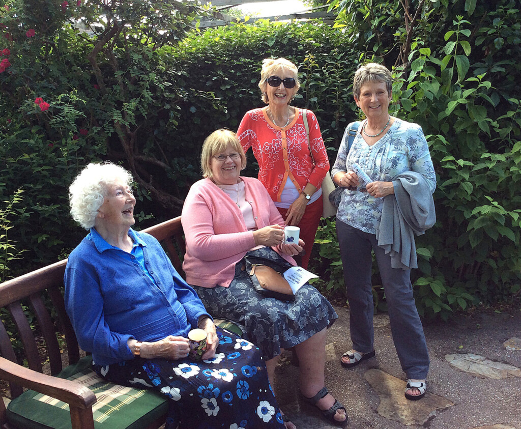 Photograph of Mary Overill (nèe Bovey) participating in the Bishopsteigntons Open Garden 2016