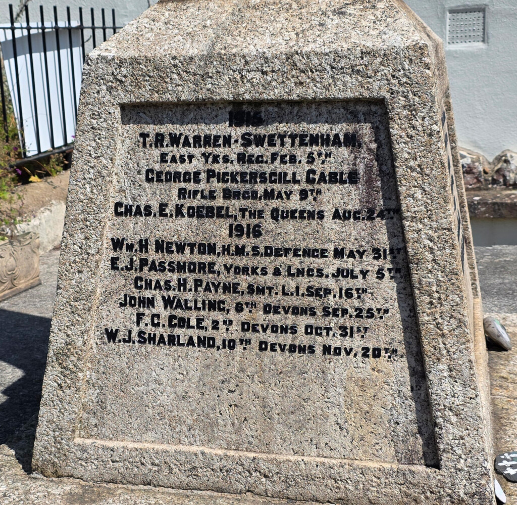 War Memorial Bishopsteignton names 1915 16